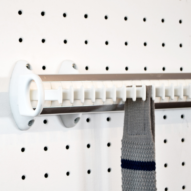 Pull-out tie rack - 32 hooks - white-bright aluminium 2